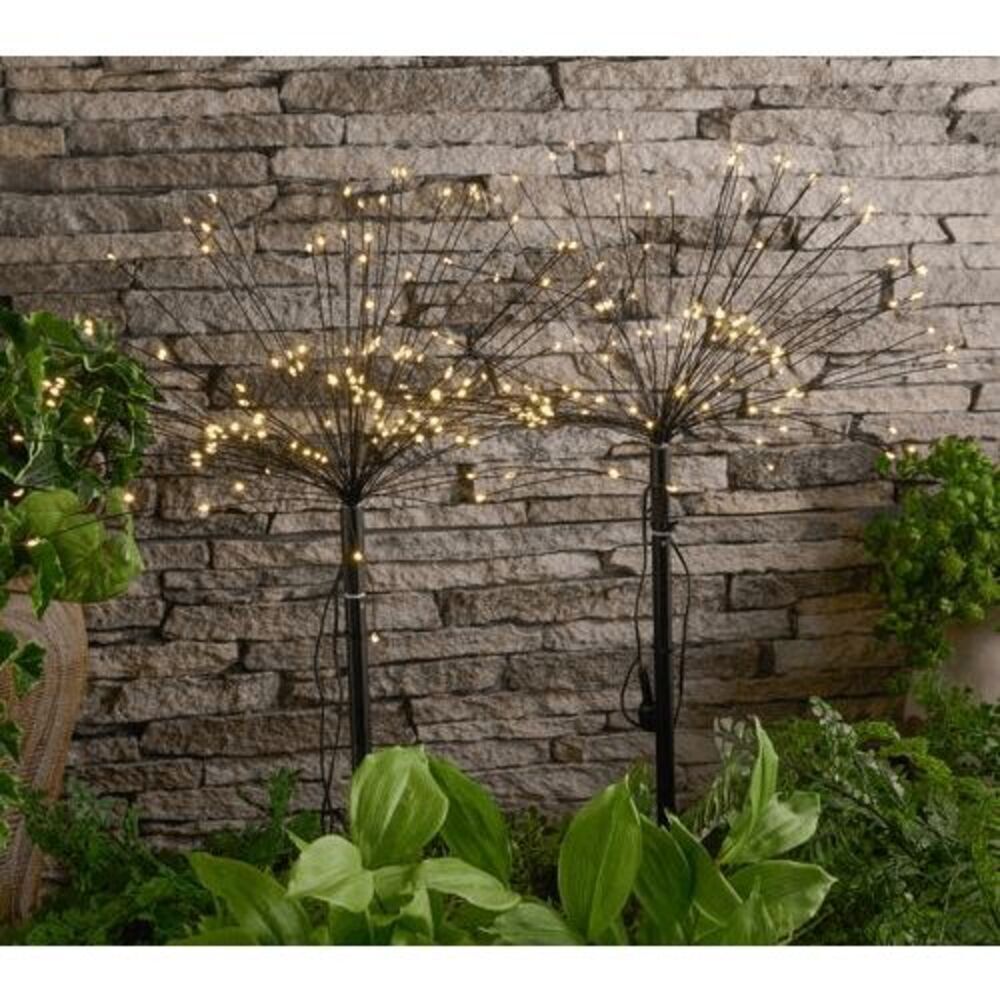 QVC‎ Bethlehem Lights Telescoping 2 Piece Star Burst Stake Lights Gold Wire New